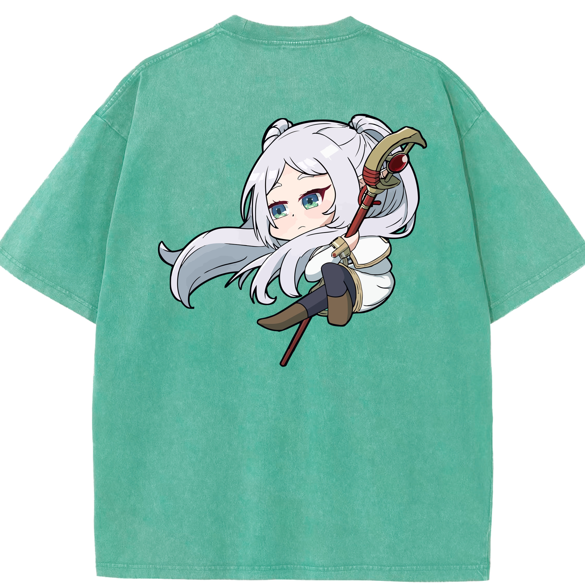 （画像用） 葬送のフリーレン Frieren 綿100% ヴィンテージ風 半袖Tシャツ（背面プリント）
